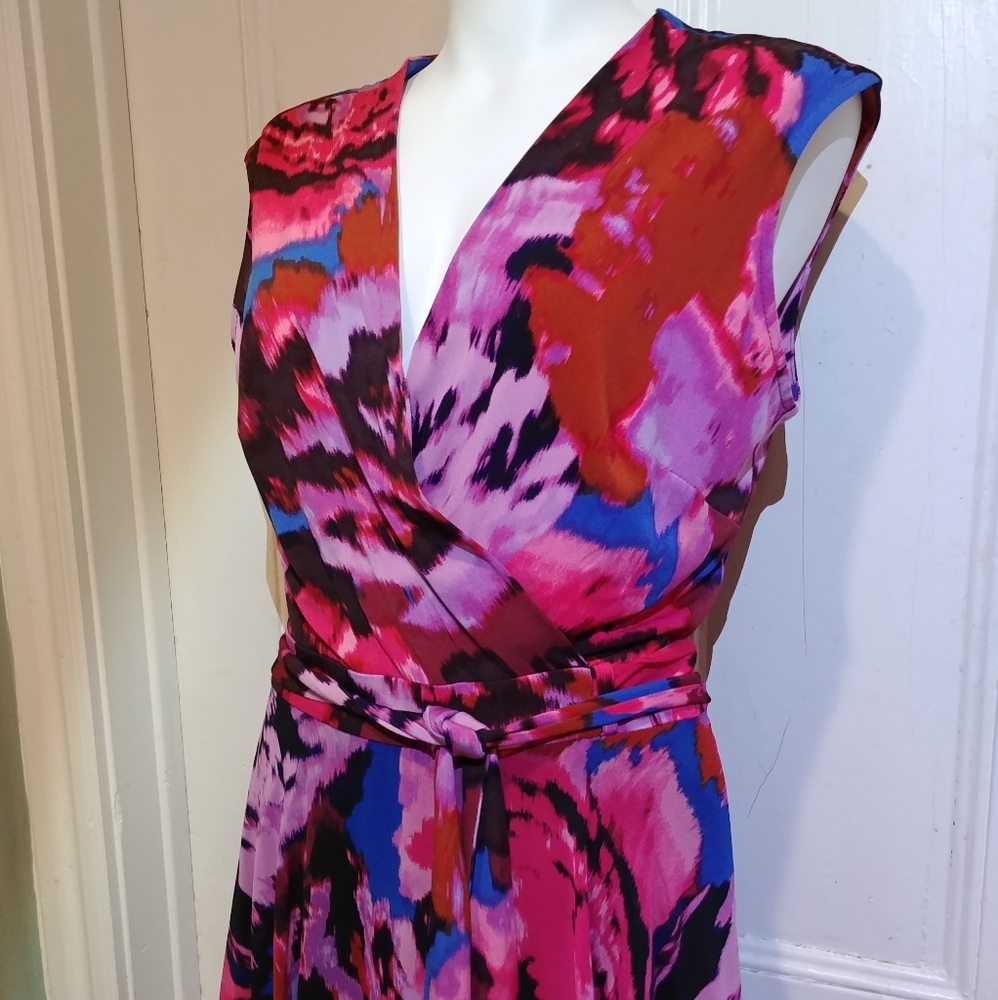 NWOT Faux Multi Colour Wrap Dress